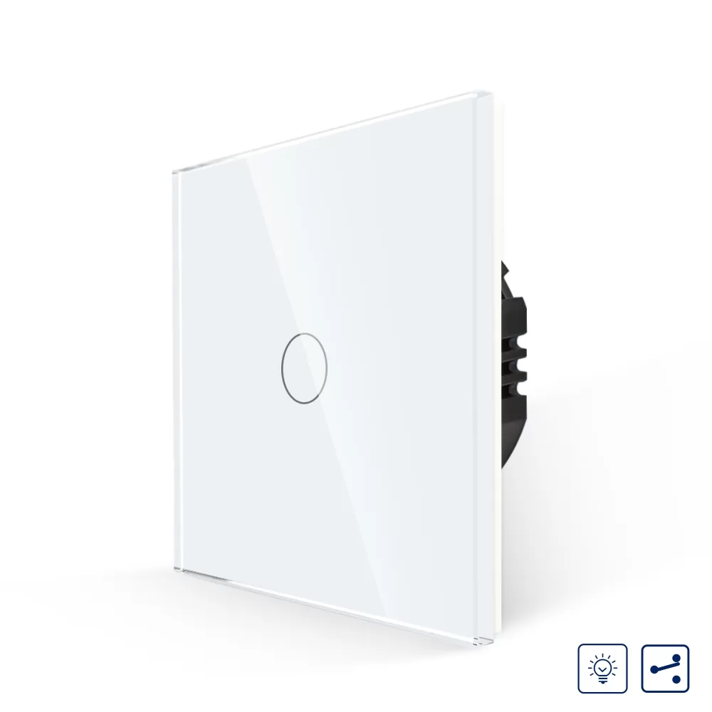 Intrerupator Simplu cu Variator Cap Scara Cruce cu Touch din Sticla LUXION