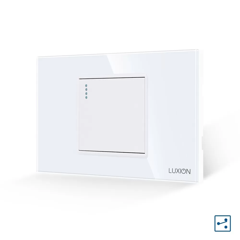 Intrerupator Simplu Cap Cruce Mecanic LUXION cu Rama din Sticla, Standard Italian, 2 3M