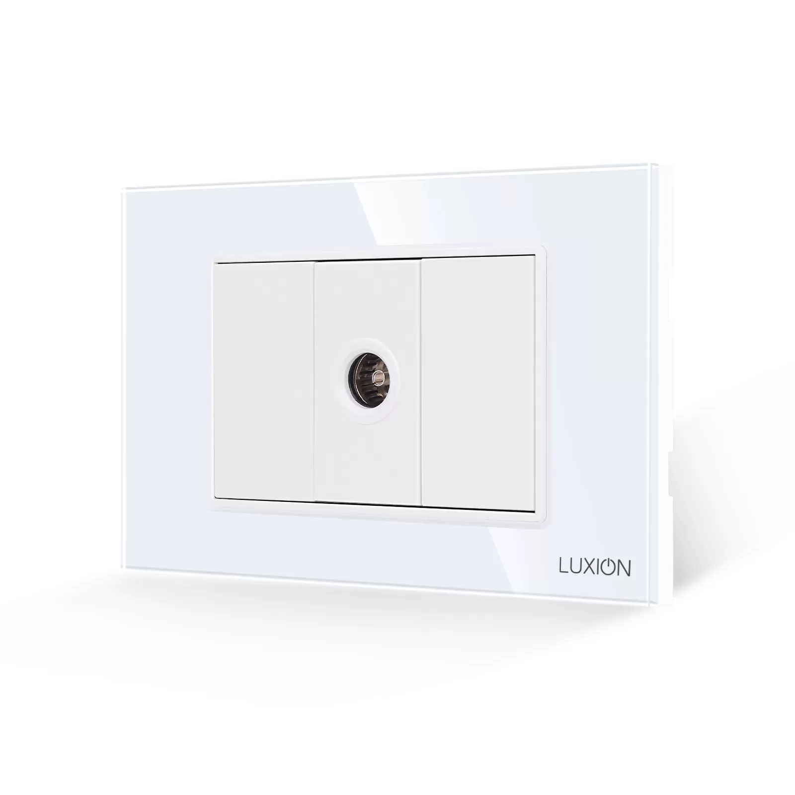Priza TV 1M + 2 Taste False LUXION cu Rama din Sticla, Standard Italian, 3M