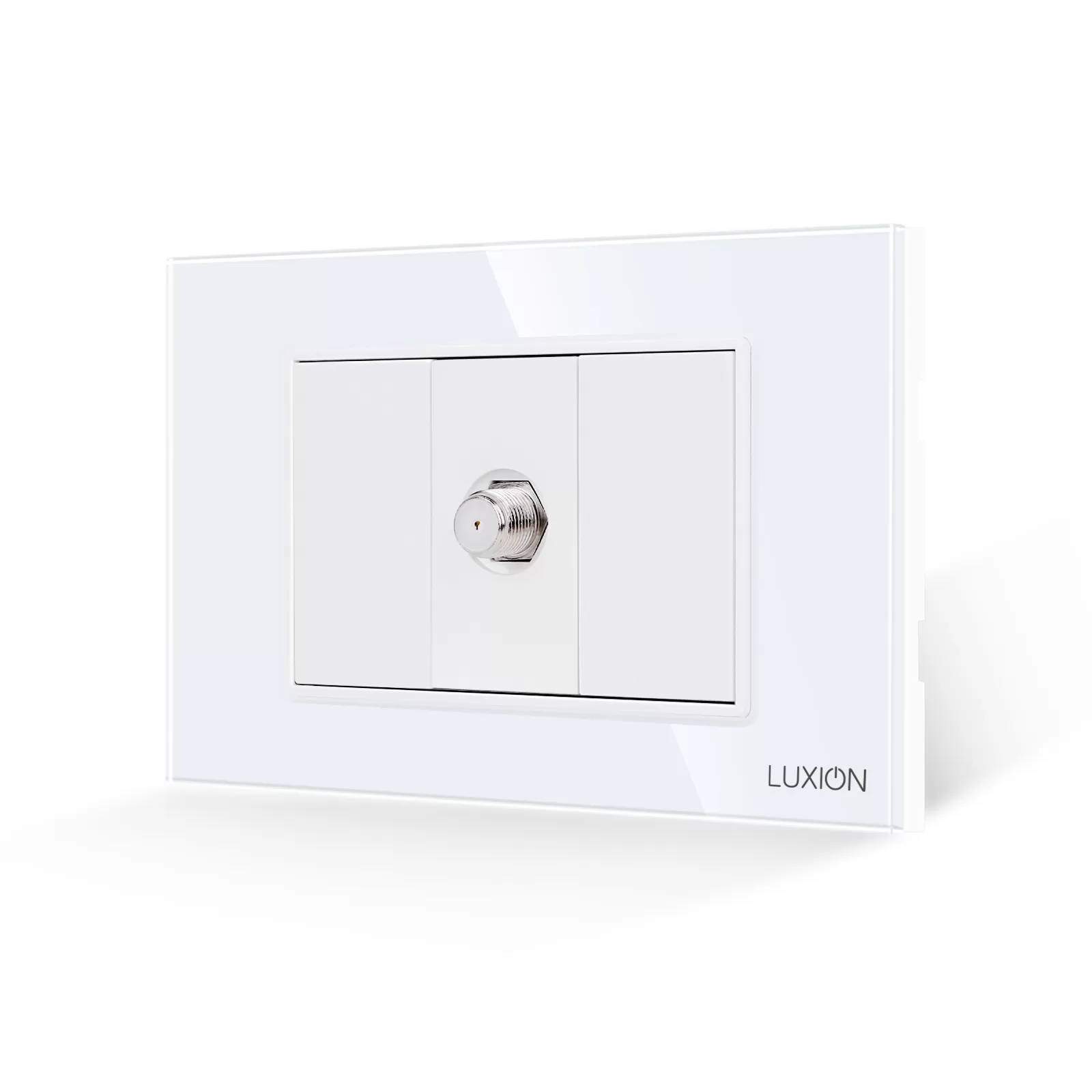 Priza TV Satelit 1M + 2 Taste False LUXION cu Rama din Sticla, Standard Italian, 3M