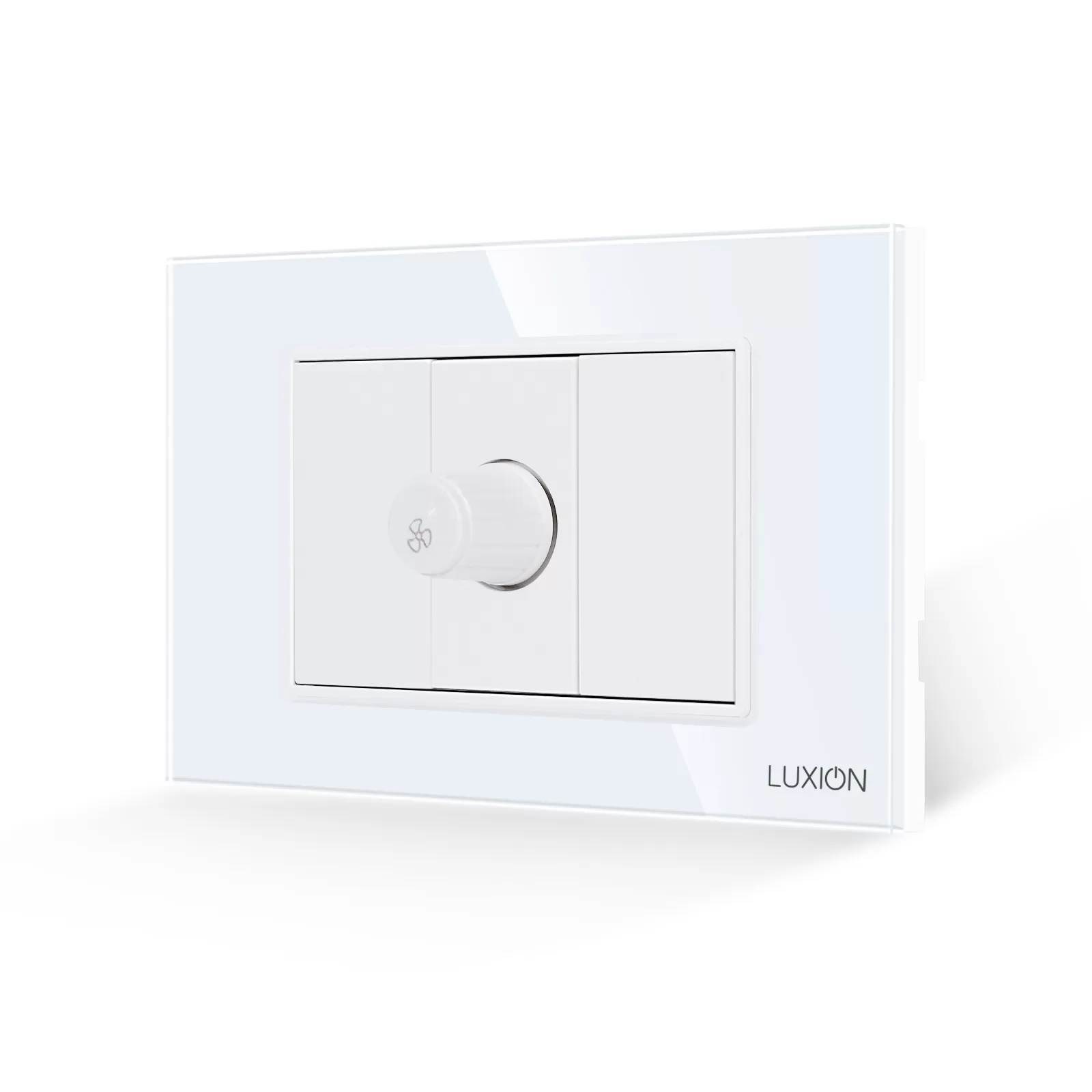 Comutator Pentru Ventilator 1M si 2 Taste False LUXION cu Rama din Sticla, Standard Italian, 3M