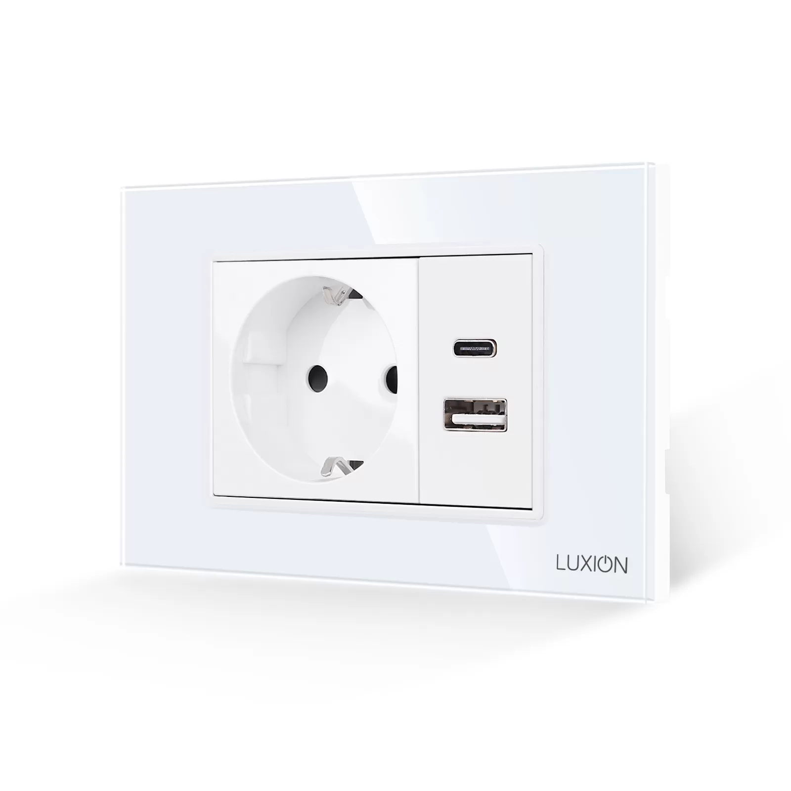 Priza Schuko si USB A+C cu Rama din Sticla LUXION, Standard Italian, 3M