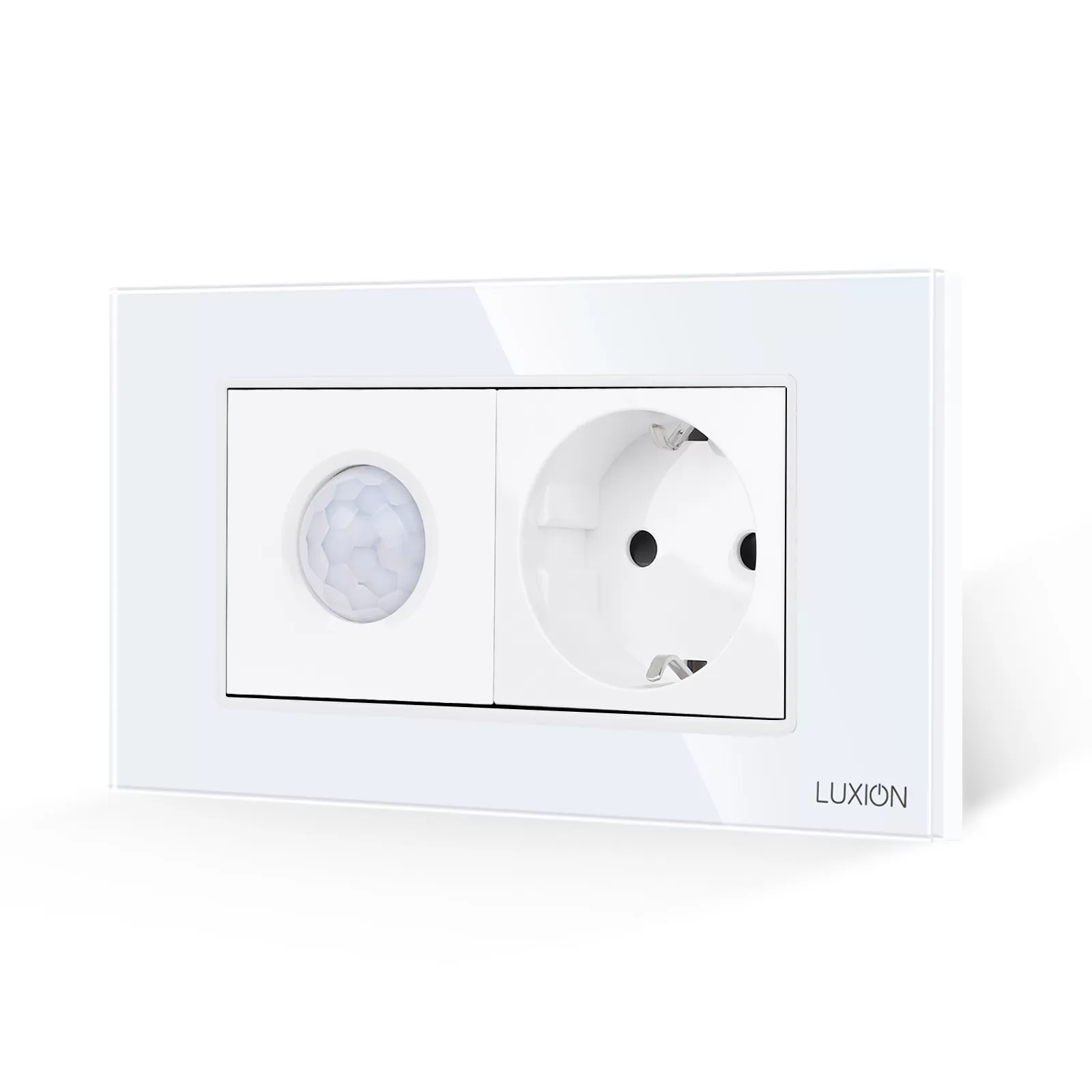 Senzor de Miscare 2M si Priza Schuko LUXION cu Rama din Sticla, Standard Italian, 4M