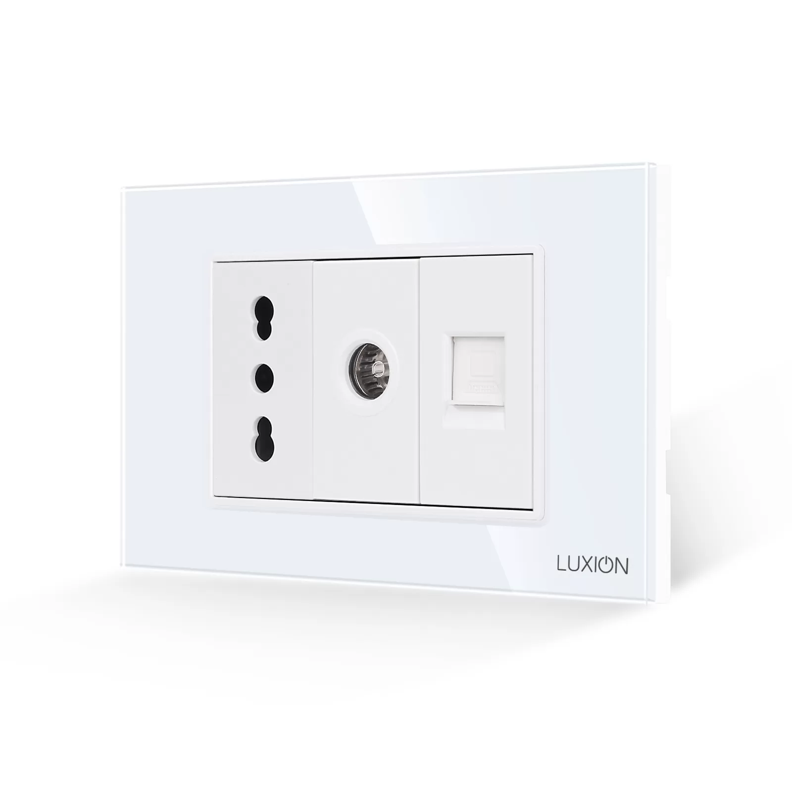 Priza Ingusta + TV + Internet cu Rama din Sticla LUXION, Standard Italian, 3M