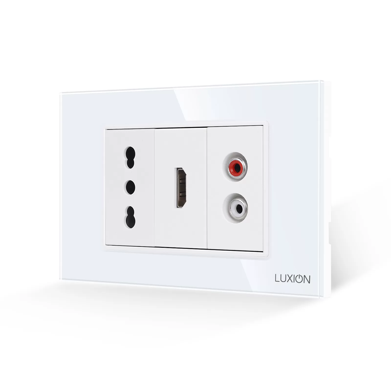 Priza Ingusta + HDMI + Audio cu Rama Din Sticla LUXION, Standard Italian, 3M