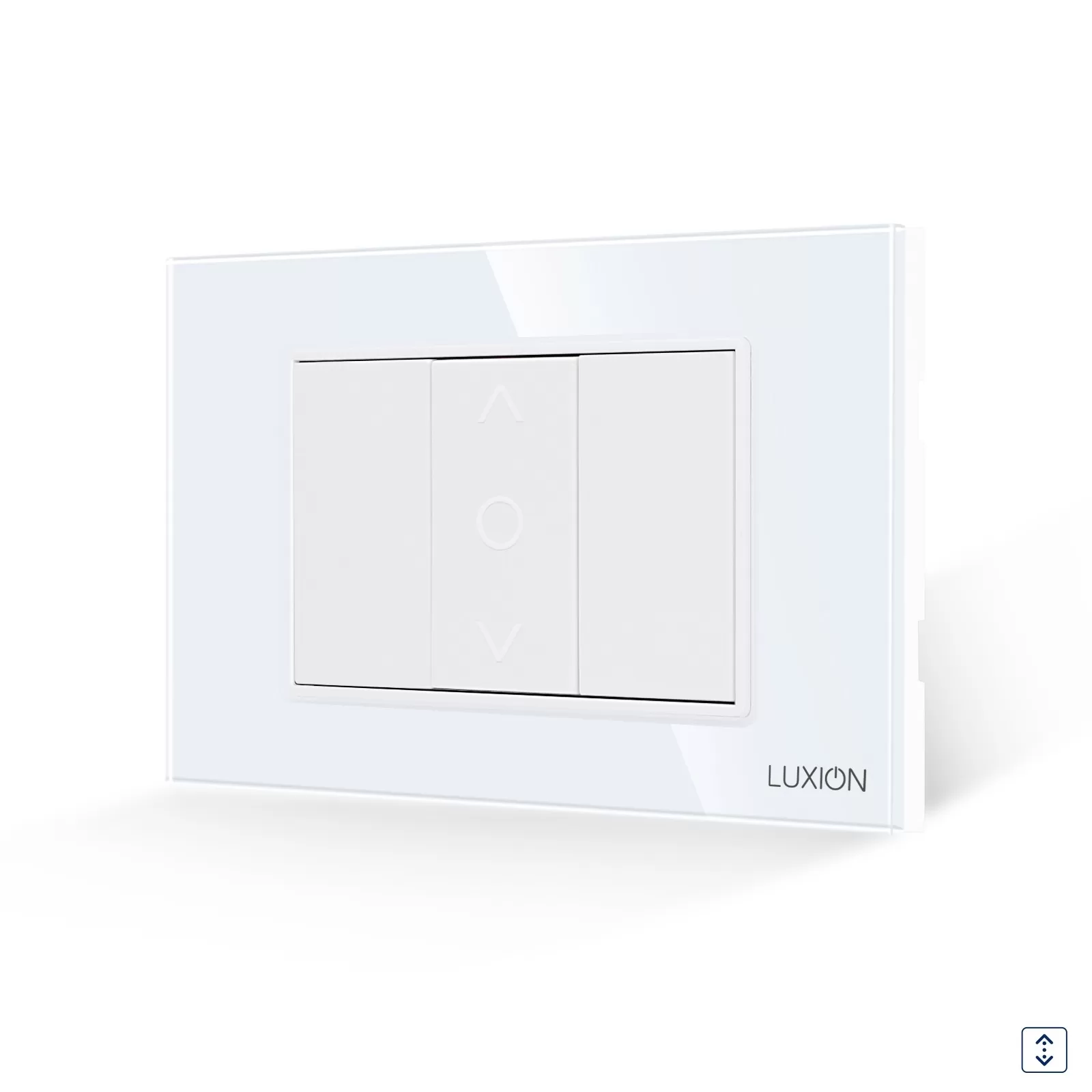 Intrerupator Jaluzele Mecanic 1M si 2 Taste False LUXION cu Rama din Sticla, Standard Italian, 3M
