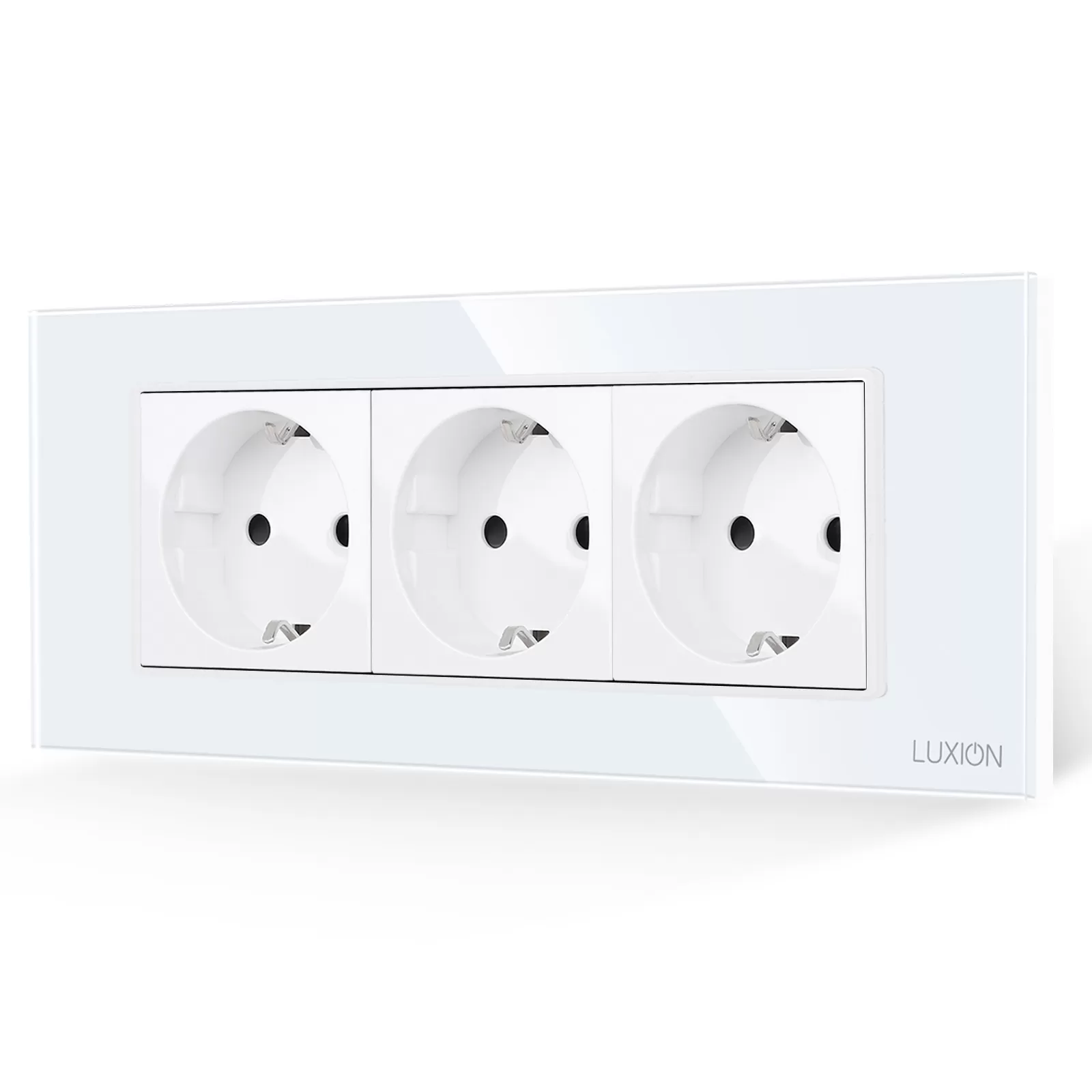 Priza Tripla cu Rama din Sticla LUXION, Standard Italian, 6M