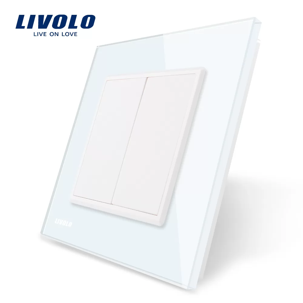 Priza blank goala Livolo cu rama din sticla