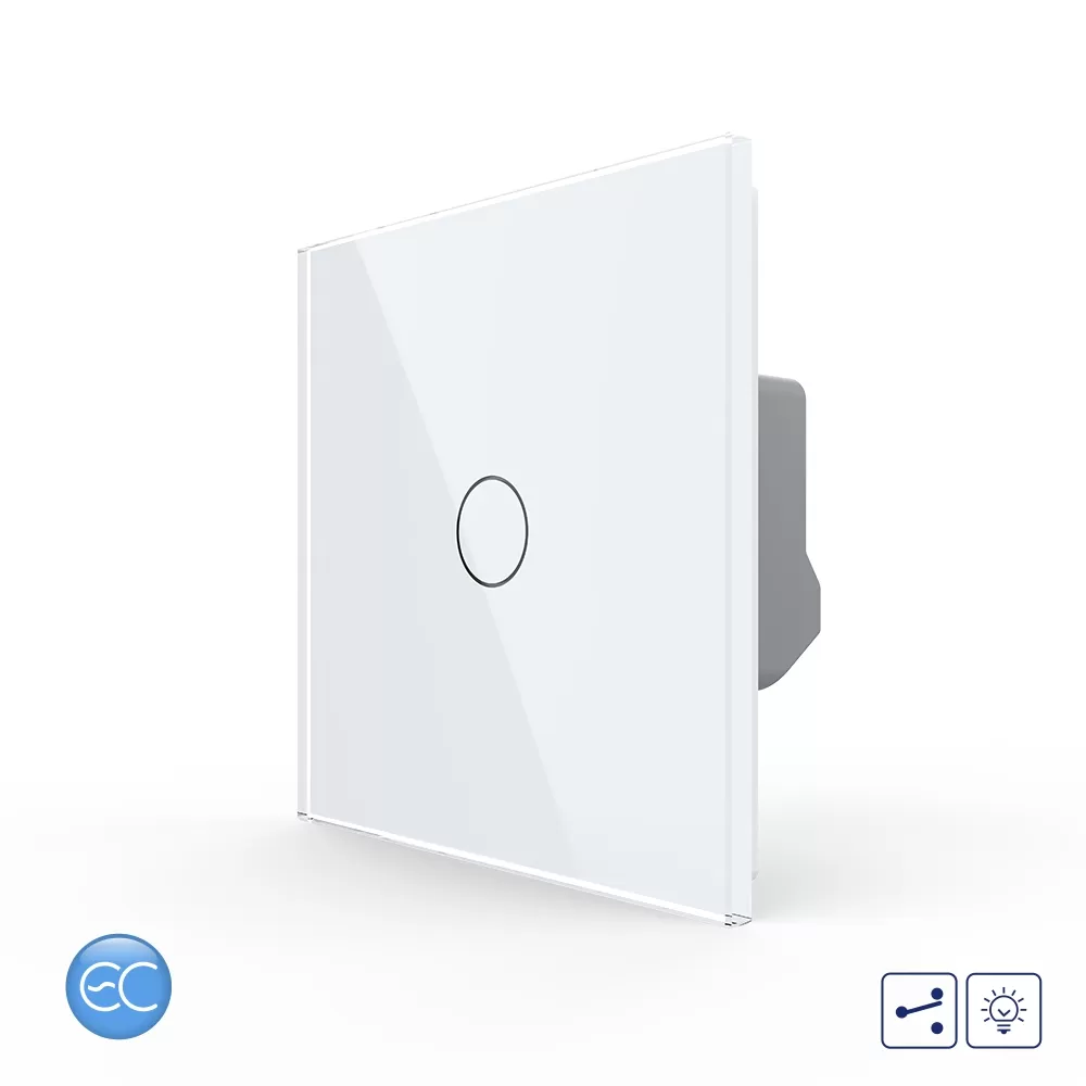 Intrerupator Simplu Cap Scara Cruce cu Dimmer cu Touch LIVOLO din Sticla si #8211; Protocol ZigBee EC