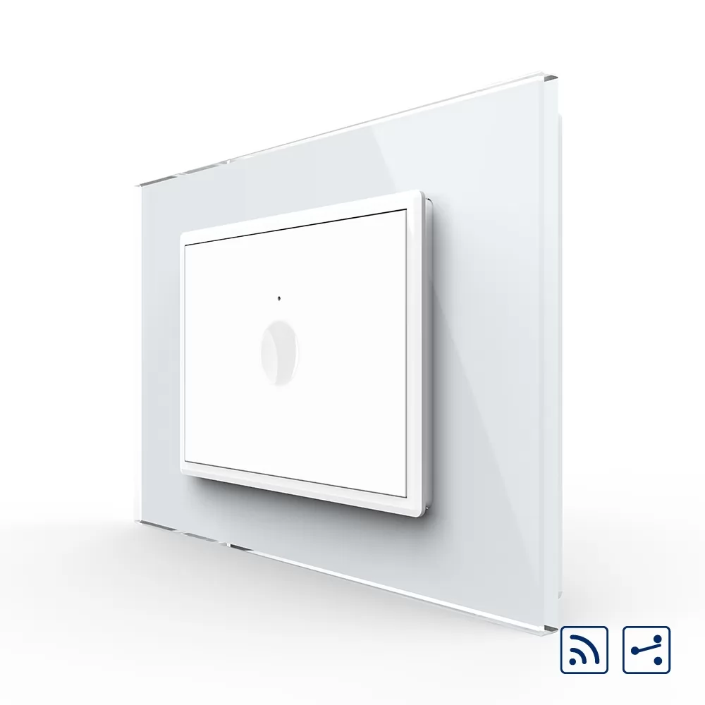 Intrerupator simplu cap scara cap cruce wireless cu touch Livolo cu rama din sticla, standard Italian si #8211; Serie noua