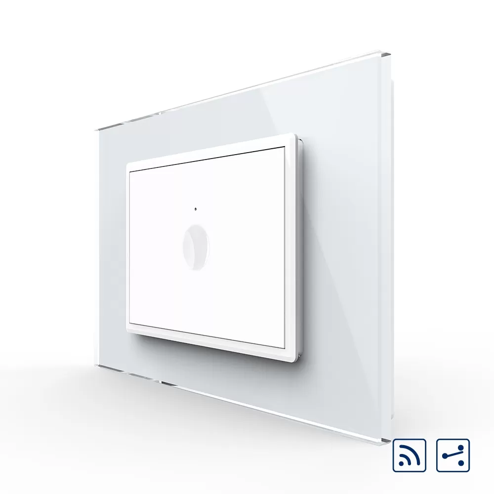 Intrerupator simplu cap scara cap cruce wireless cu touch Livolo cu rama din sticla, standard Italian si #8211; Serie noua