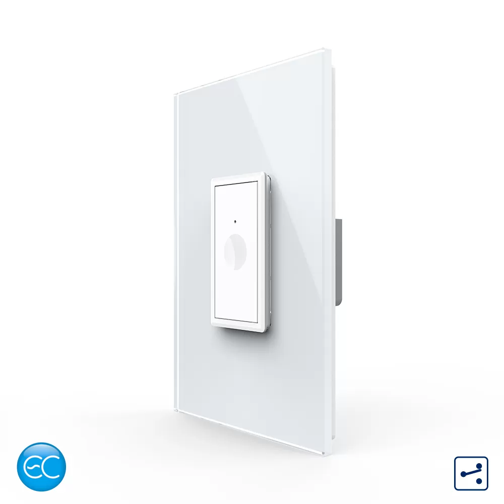 Intrerupator Simplu Cap Scara Cruce cu Touch Livolo cu Rama Din Sticla 1M, Zigbee EC si #8211; Serie Noua
