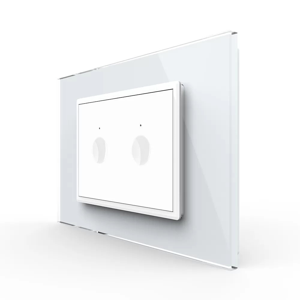 Intrerupator dublu cu touch Livolo cu rama din sticla, standard Italian si #8211; Serie noua