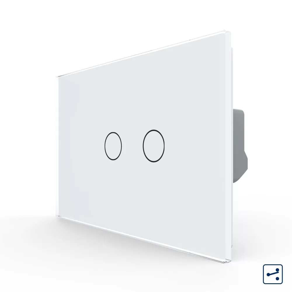 Intrerupator Dublu Cap Scara Cruce cu Touch LIVOLO din Sticla - Standard Italian