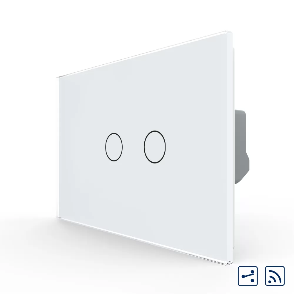 Intrerupator Dublu Cap Scara Cruce Wireless cu Touch LIVOLO din Sticla - Standard Italian