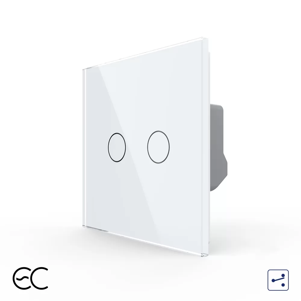Intrerupator Dublu Cap Scara Cruce cu Touch LIVOLO din Sticla si #8211; Protocol ZigBee EC