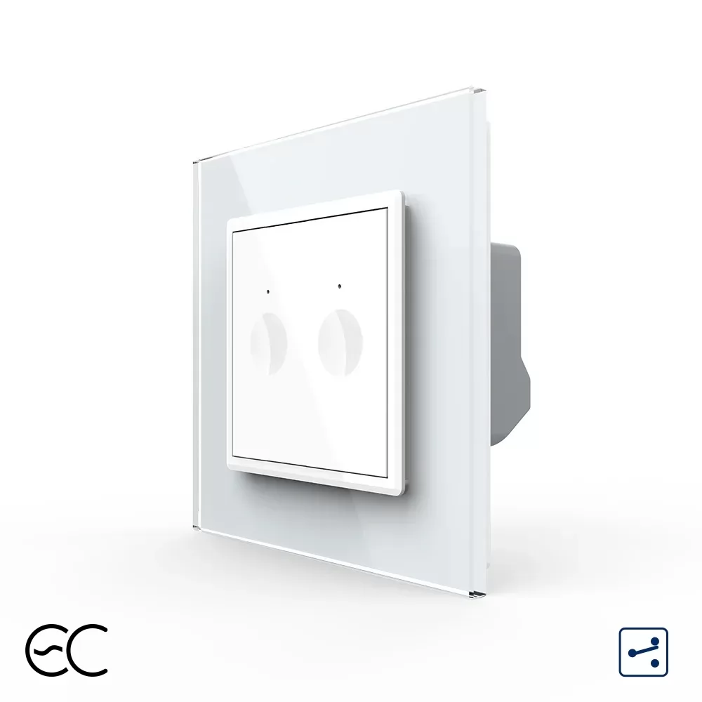 Intrerupator Dublu Cap Scara Cruce cu Touch LIVOLO cu Rama din Sticla si #8211; Protocol Zigbee EC