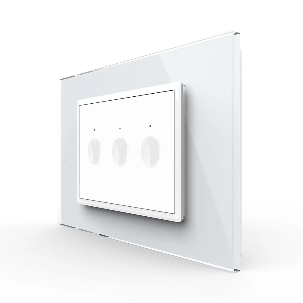 Intrerupator triplu cu touch Livolo cu rama din sticla, standard Italian si #8211; Serie noua