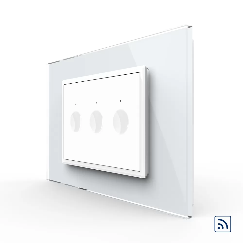 Intrerupator triplu wireless cu touch Livolo cu rama din sticla, standard Italian si #8211; Serie noua