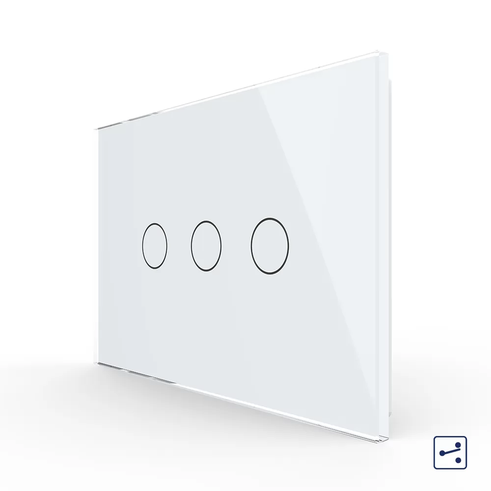 Intrerupator triplu cap scara cruce cu touch Livolo din sticla, standard italian si #8211; Serie noua
