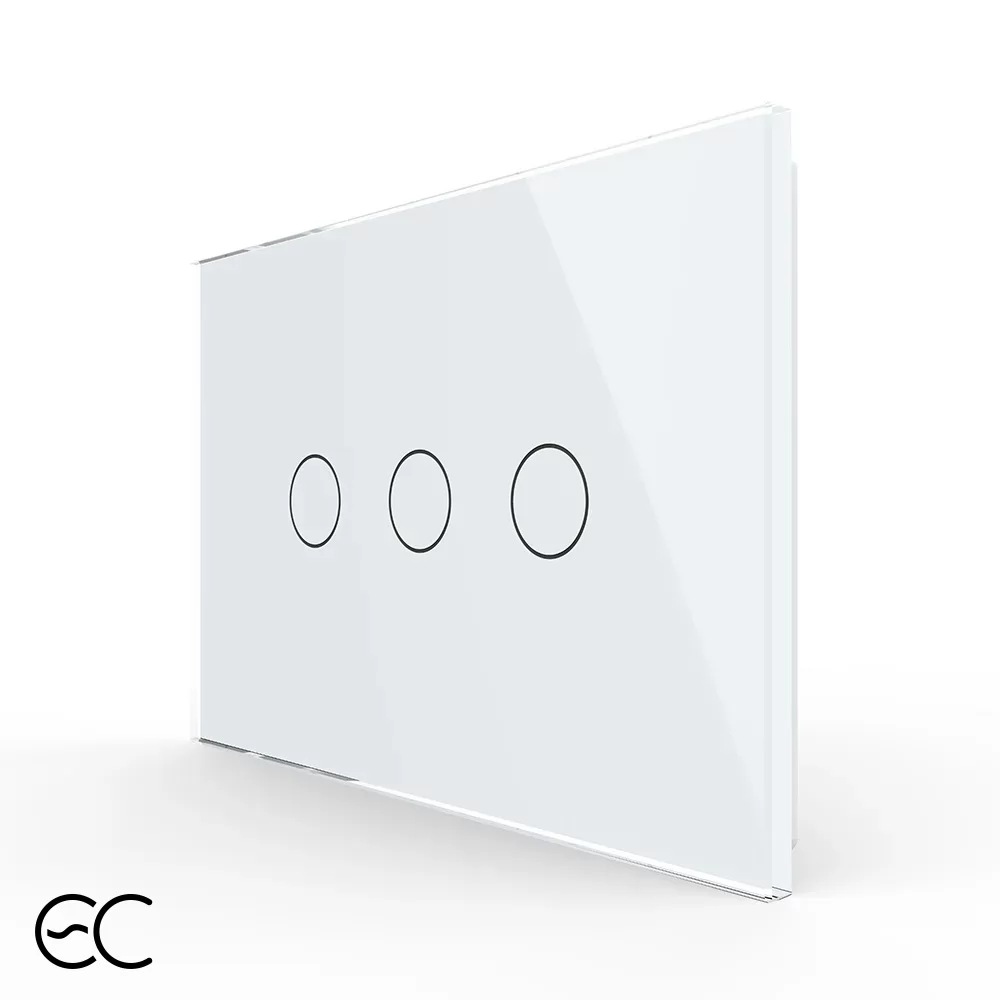 Intrerupator triplu cu touch Livolo din sticla, standard Italian, protocol ZigBee EC si #8211; Serie noua