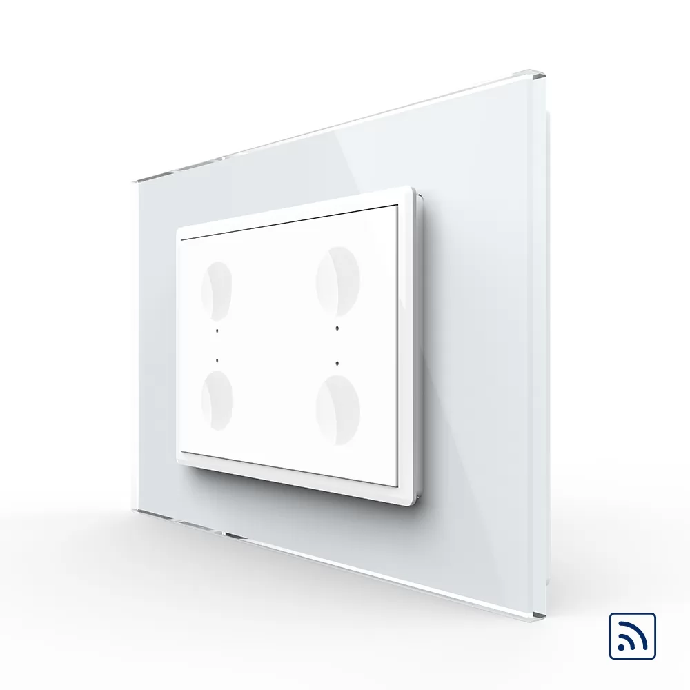 Intrerupator cvadruplu wireless cu touch Livolo cu rama din sticla, standard Italian si #8211; Serie noua