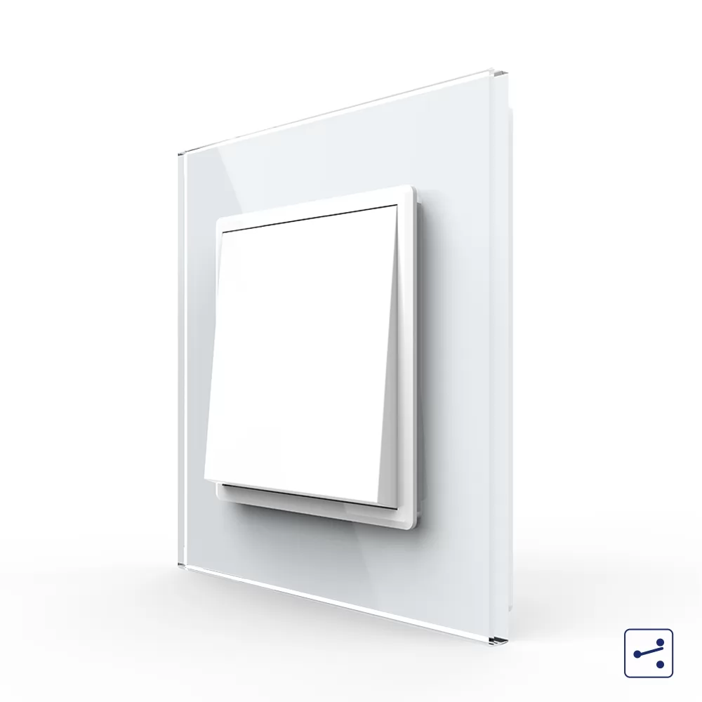 Intrerupator Simplu Mecanic Cap Cruce, 2 Module LIVOLO cu Rama din Sticla si #8211; Serie Noua