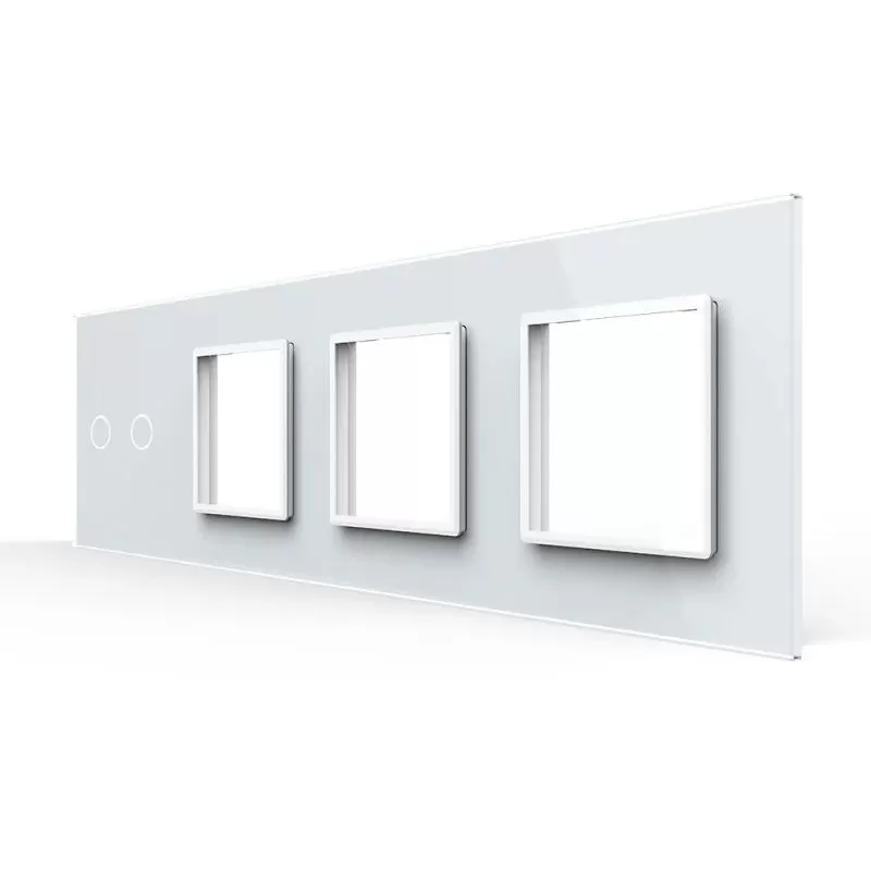 Panou Intrerupator Dublu + 3 Prize LIVOLO din Sticla, Standard German