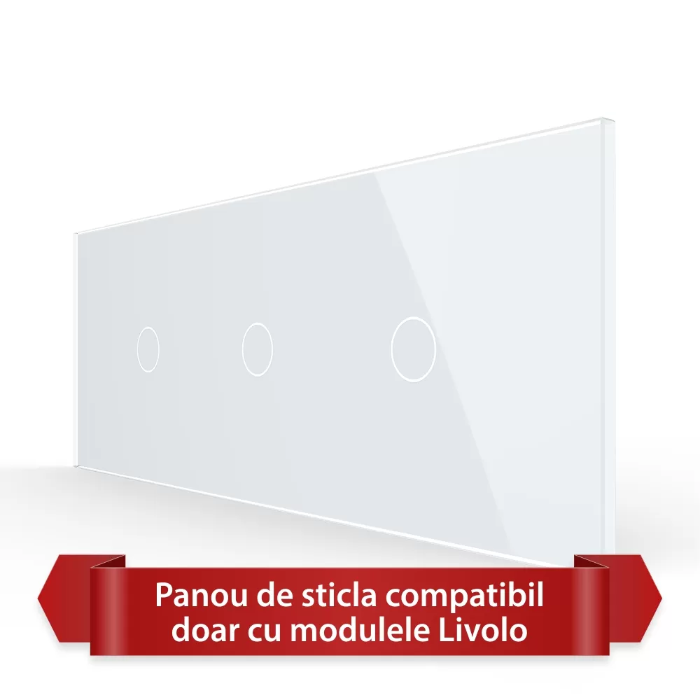 Panou Intrerupator Simplu + Simplu + Simplu cu Touch LIVOLO din Sticla, Standard Italian si #8211; 6 7M