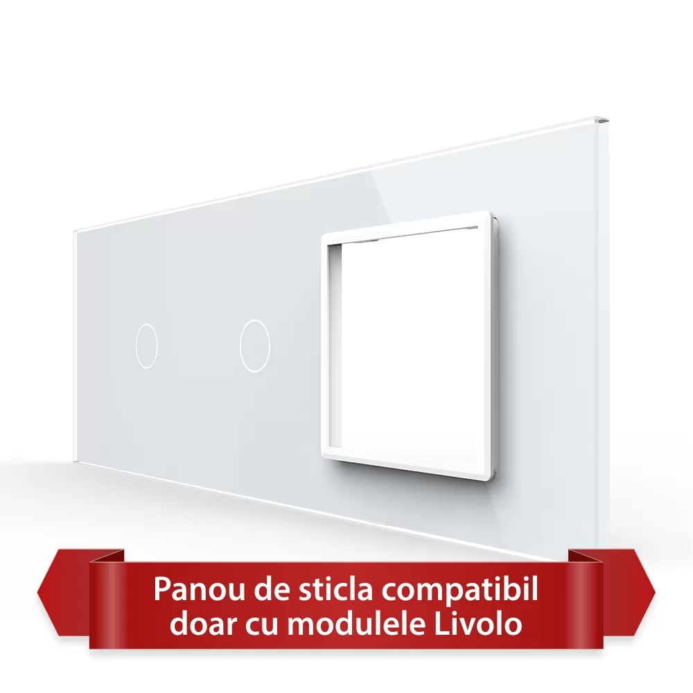 Panou Intrerupator Simplu + Simplu cu Priza LIVOLO din Sticla, Standard Italian si #8211; 6 7M