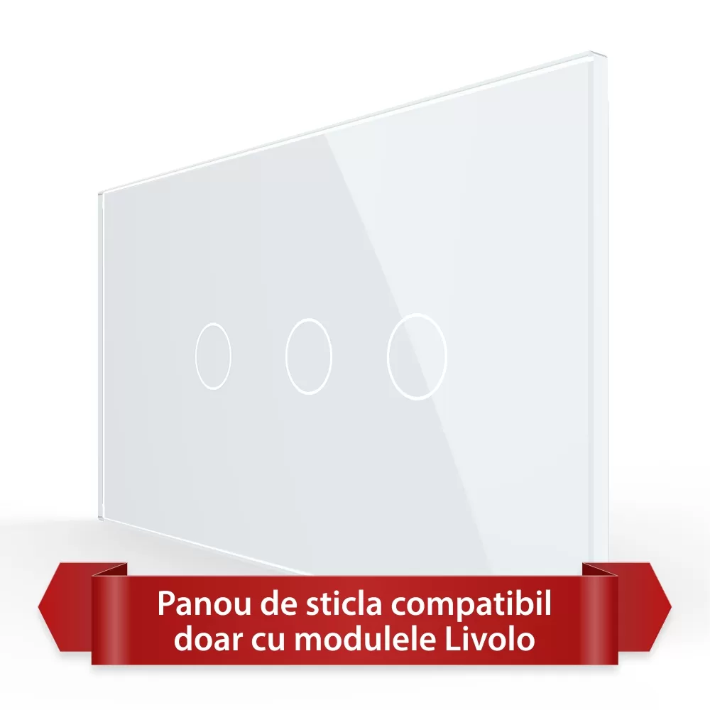 Panou Intrerupator Simplu + Dublu cu Touch LIVOLO din Sticla, Standard Italian si #8211; 4M