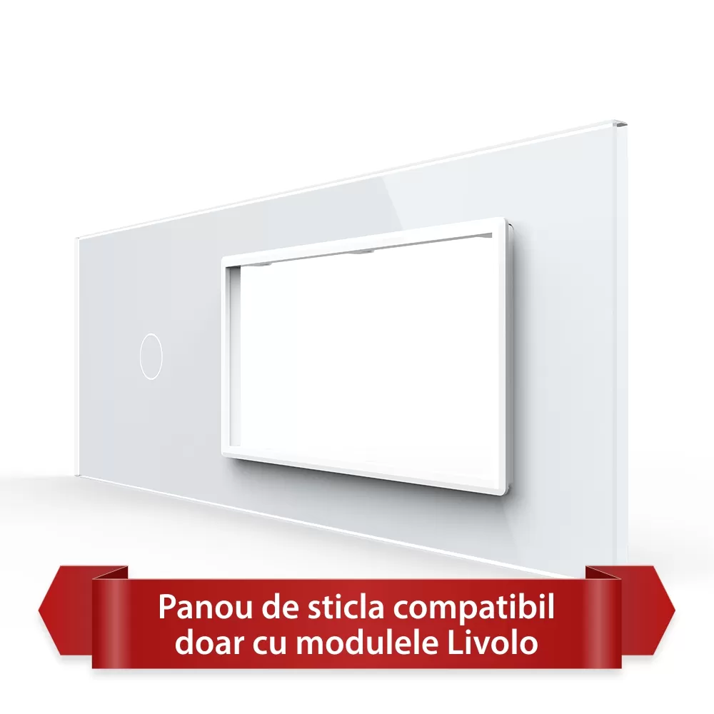 Panou Intrerupator Simplu cu 2 Prize LIVOLO din Sticla, Standard Italian si #8211; 6 7M