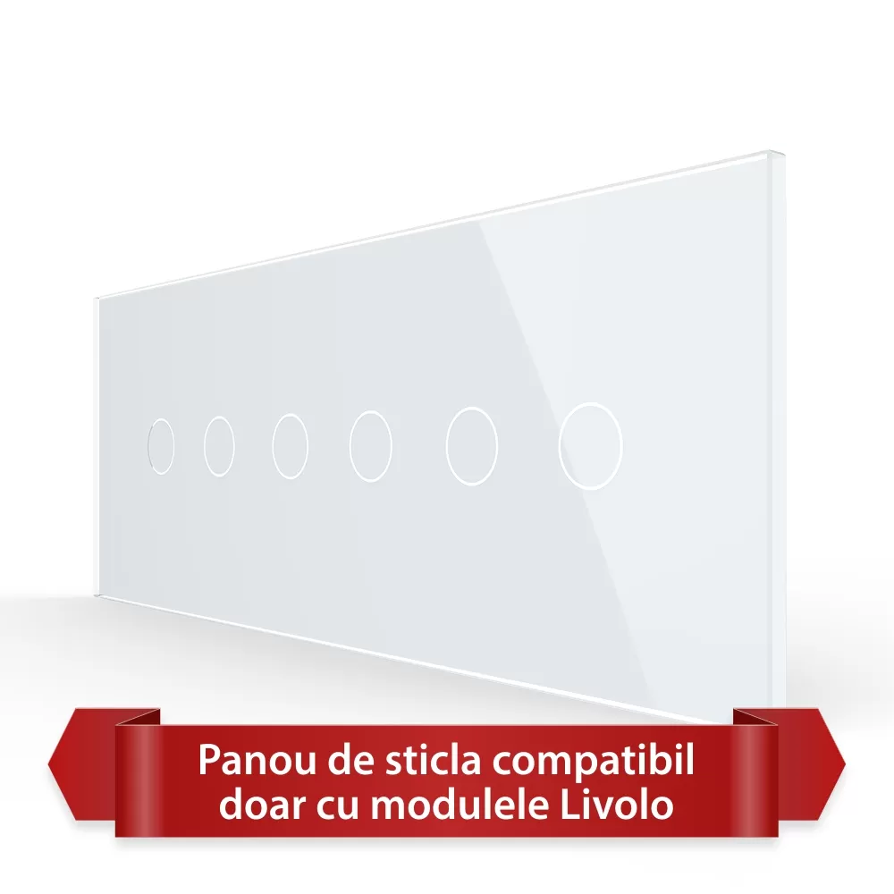 Panou Intrerupator Dublu + Dublu + Dublu cu Touch LIVOLO din Sticla, Standard Italian si #8211; 6 7M