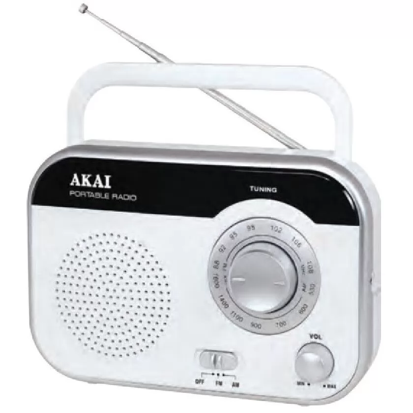 Radio portabil Akai PR003A-410 cu tunner analogic AM FM, Alb