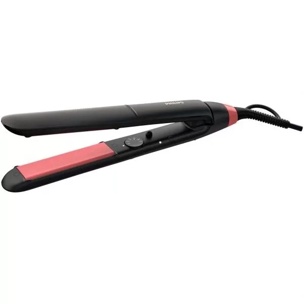 Placa de par Philips StraighCare Essential BHS376 00, tehnologie ThermoProtect, placi cu infuzie de cheratina, Negru