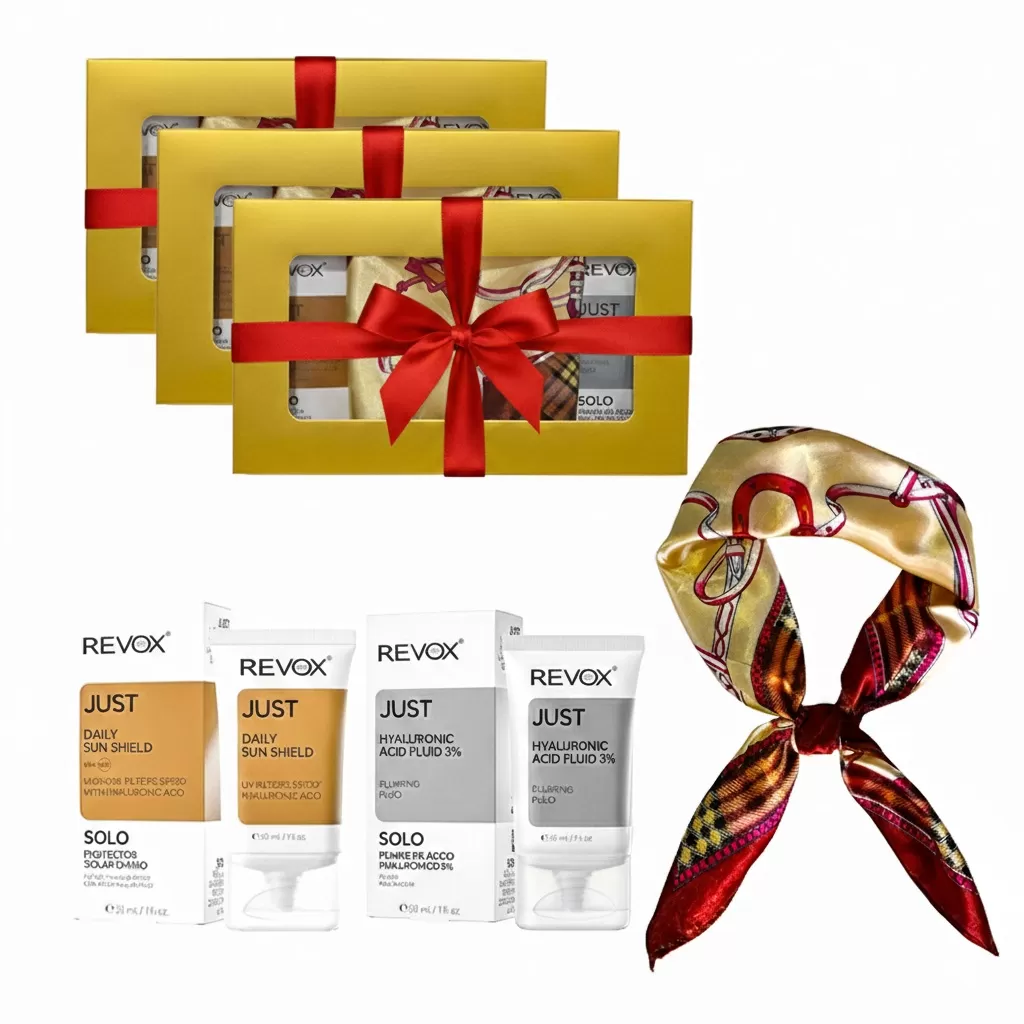 3 x Set Elysa - Crema SPF50 Revox 30ml, Ser Revox Hyaluronic Acid 3% 30ml, Esarfa