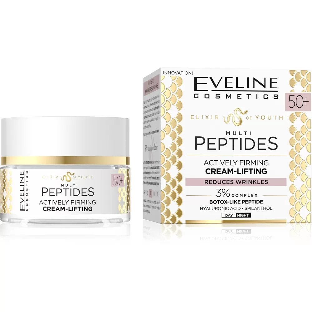 Crema lifting pentru fermitate, ten matur, Eveline Cosmetics Multi Peptides 50+, 50 ml
