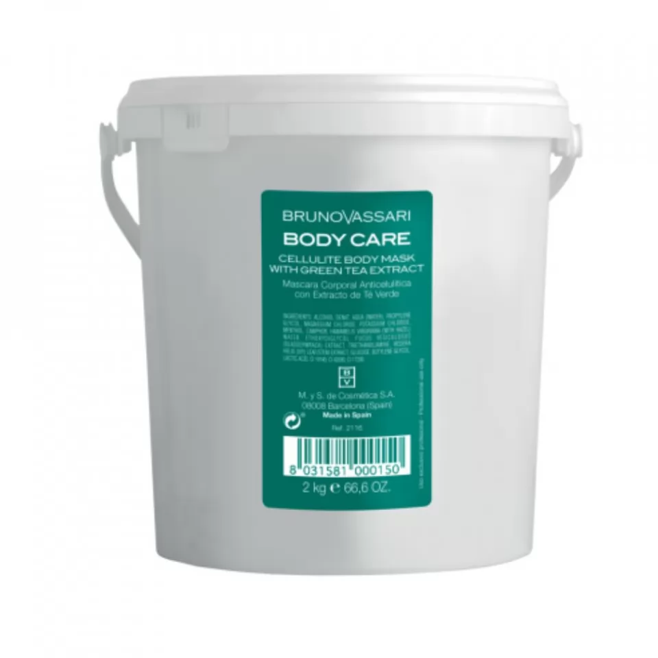 Masca pentru Corp Bruno Vassari, Body Care, cu Extract de Ceai Verde, Anti-Cellulita, 2000 ml