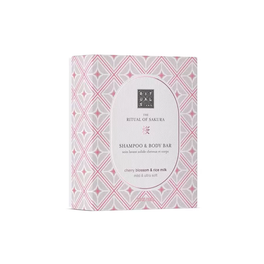 Sampon Solid si Sapun Corp 2 in 1 cu Floare de Cires si Lapte de Orez - Rituals The Ritual of Sakura, 100 g