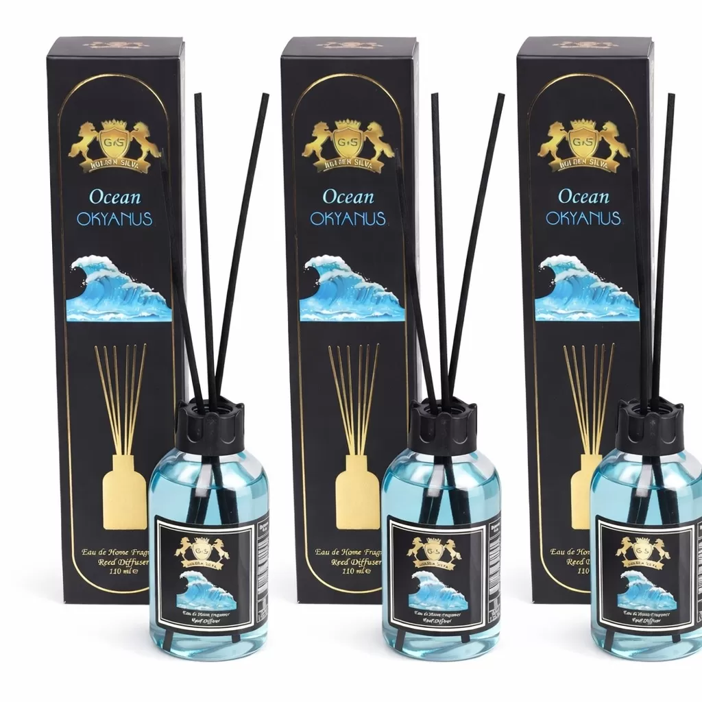 Set 3 Difuzoare de Camera cu Betisoare Golden Silva Ocean, 3 x 110ml