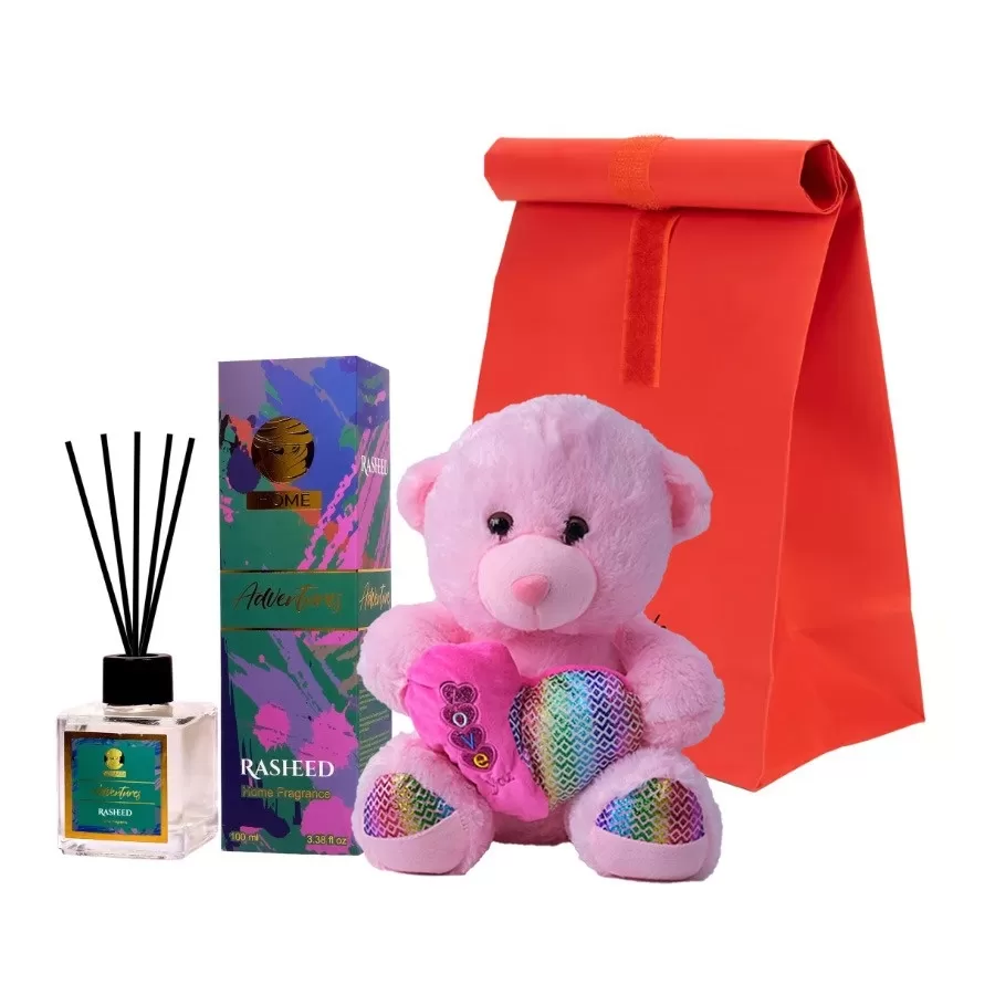 Set Aromabear cu ursulet de plus si parfum camera in punga cadou