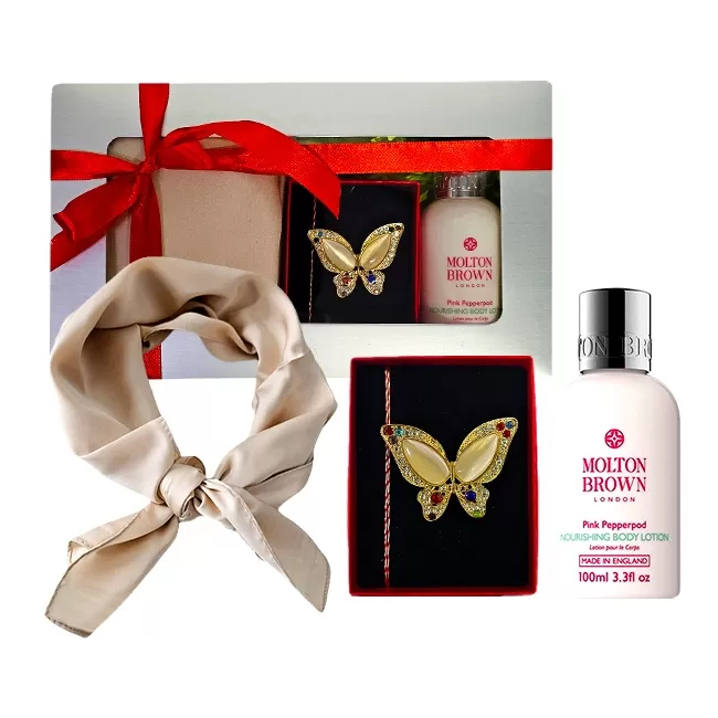 Set Calm Aura Lotiune de corp, 100 ml, martisor si esarfa cu matase