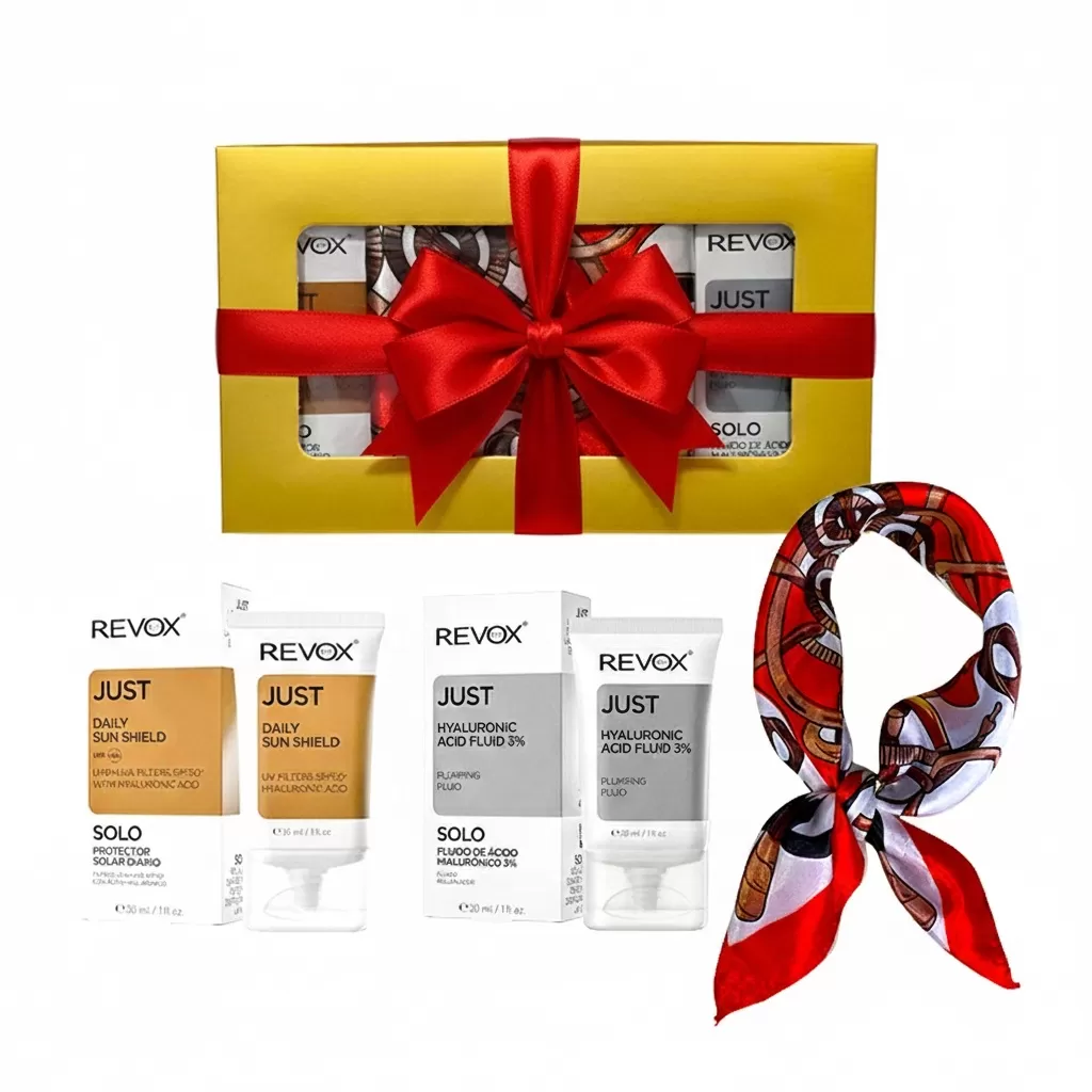 Set Elysa - Ser Revox Hyaluronic Acid 3% 30ml, Crema SPF50 Revox 30ml, Esarfa