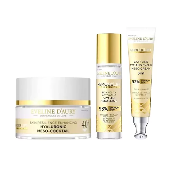 Set Eveline D'Aury 40+, Remodelift Therapy, cu Crema de fata 50 ml, Ser vitaminizant 30 ml si Crema pentru ochi si pleoape 20 ml