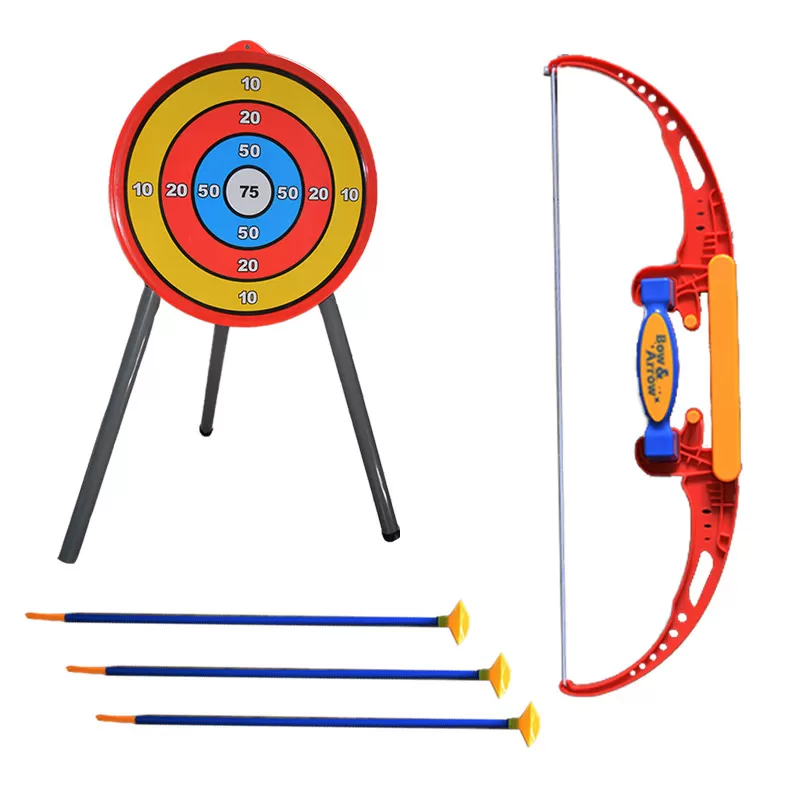 Set tir cu arc pentru copii, 3 sageti cu ventuza, tinta si stativ (Culoare produse: Multicolor)