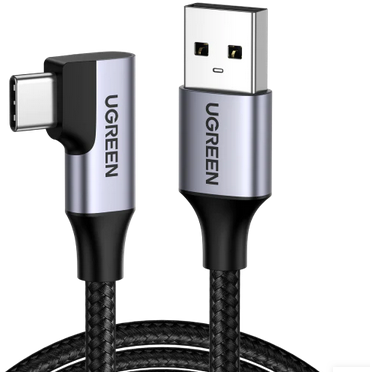 Cablu De Date Si Alimentare US385 Fast Charging Pentru Smartphone USB 3.0 La USB Type-C 3A Unghi 90grade Braided 1m Negru