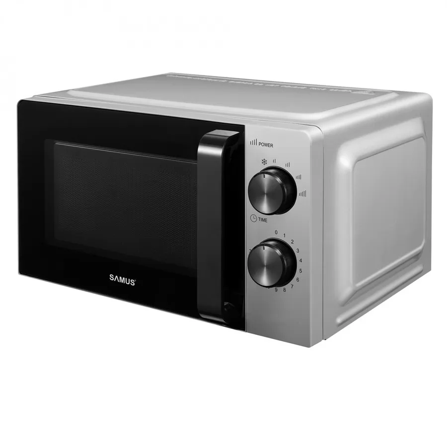 Cuptor cu Microunde SMC-20MS1 Capacitate 20L 6 Trepte de Putere Timer Control Mecanic 700W Argintiu Negru