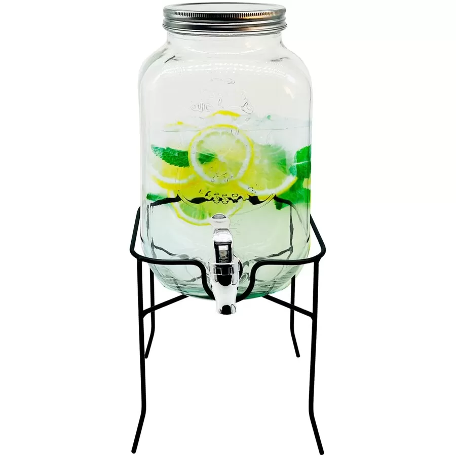 Dozator de Bauturi AD 6741 Capacitate 4L Suport Metalic Transparent Negru