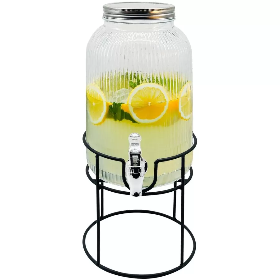 Dozator de Bauturi AD 6742 Capacitate 4L cu Suport Metalic Transparent Negru