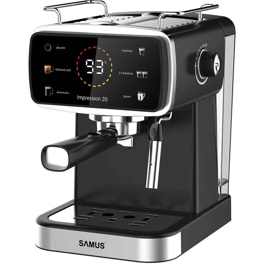 Espressor Manual IMPRESSION 20 5 Optiuni de Bauturi Afisaj Color Tactil 1.5L 20Bar 1350W Negru Inox